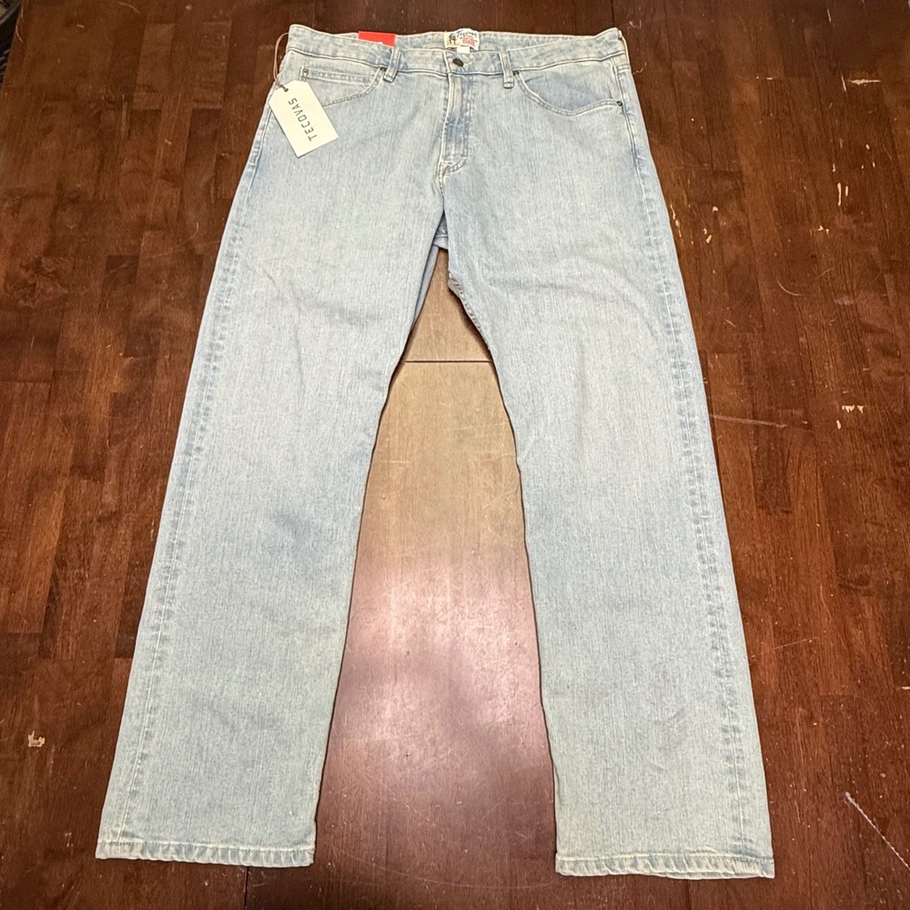 New Tecovas Slim Straight Jeans Men 40x32 Light Stone Wash Stretch Western Denim - Picture 2 of 13
